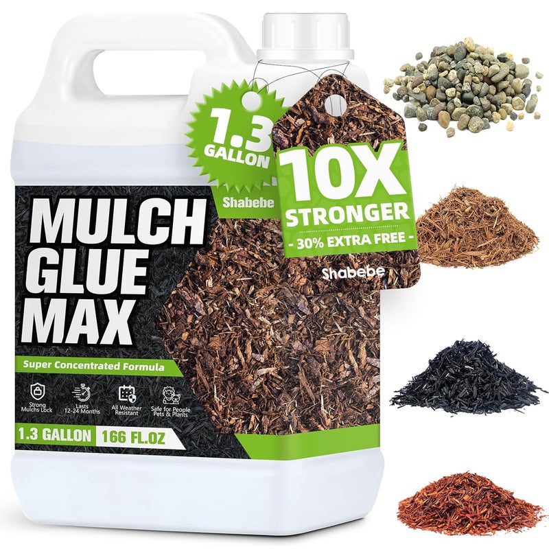 Shabebe Rock & Mulch Glue 166OZ, Ultra-Stick Rock Glue for Landscaping, Gravel Binder Non-Toxic Rubber Mulch Lock Adhesive, Heavy Rain & Windproof for Gardens, Pea Gravel Stabilizer, Lasts up to 2 Year - Image 1